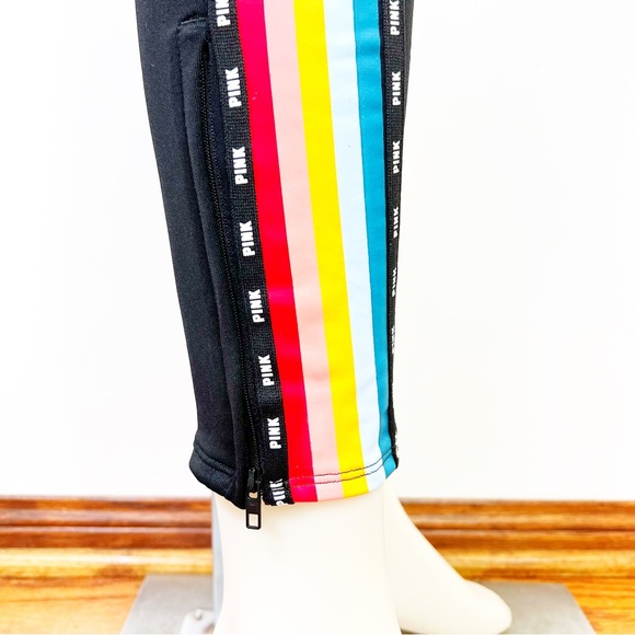 PINK by VICTORIA SECRET skinny black track pants zip ankle, tie waist NWOT sz M - Picture 3 of 9